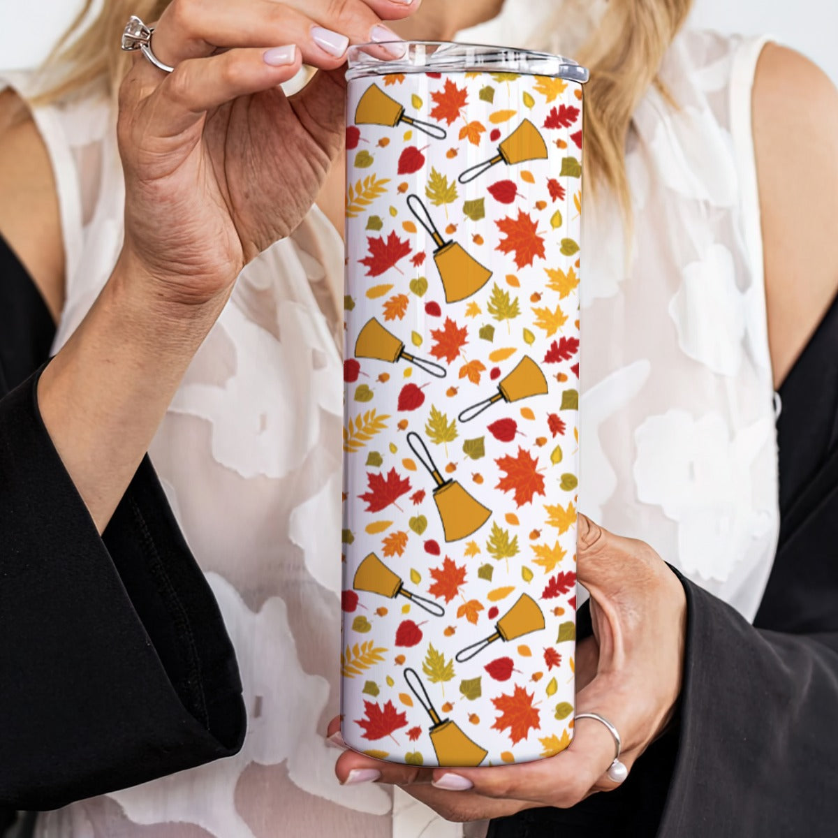 Handbell Falling Leaves 20OZ Straight Cup With Sliding Lid For The USA