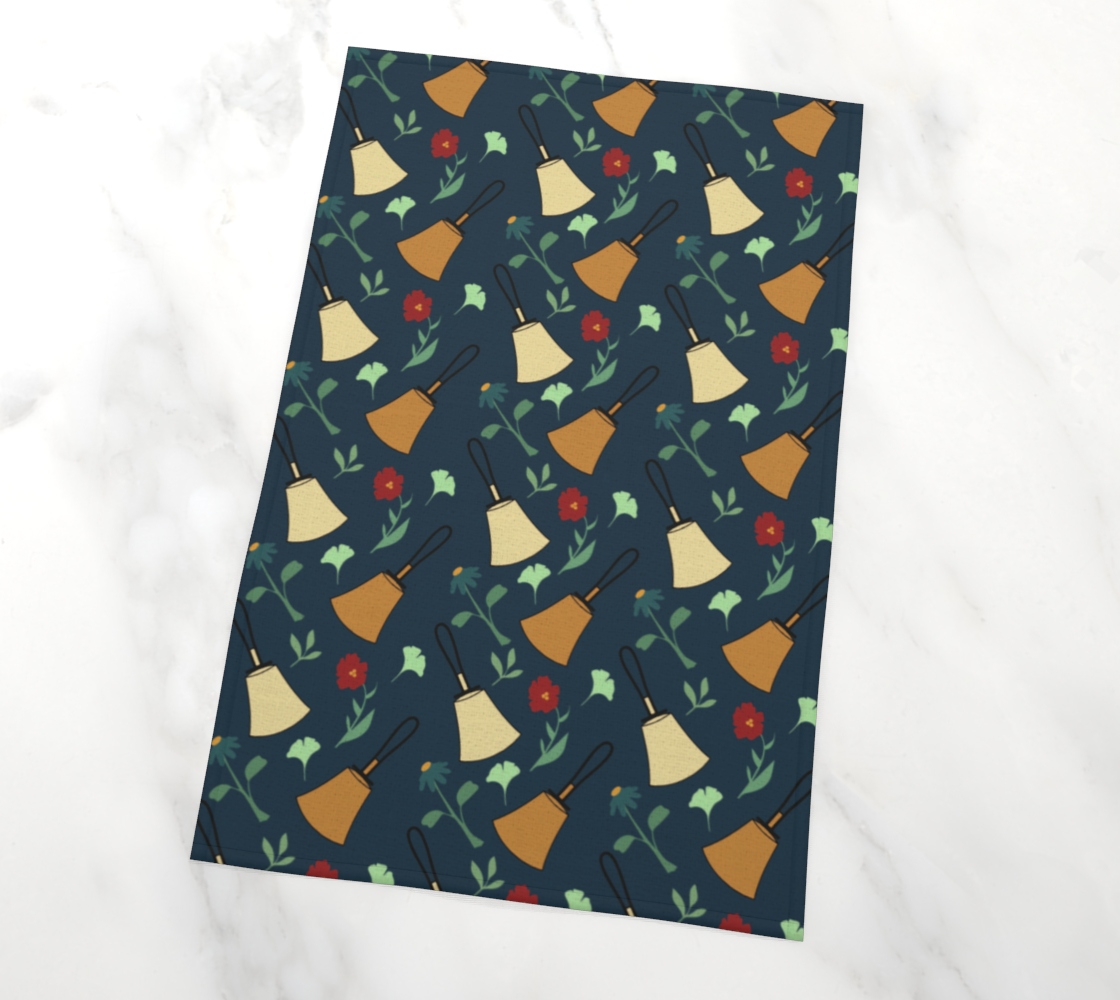 Handbell Floral Tea Towel deep blue
