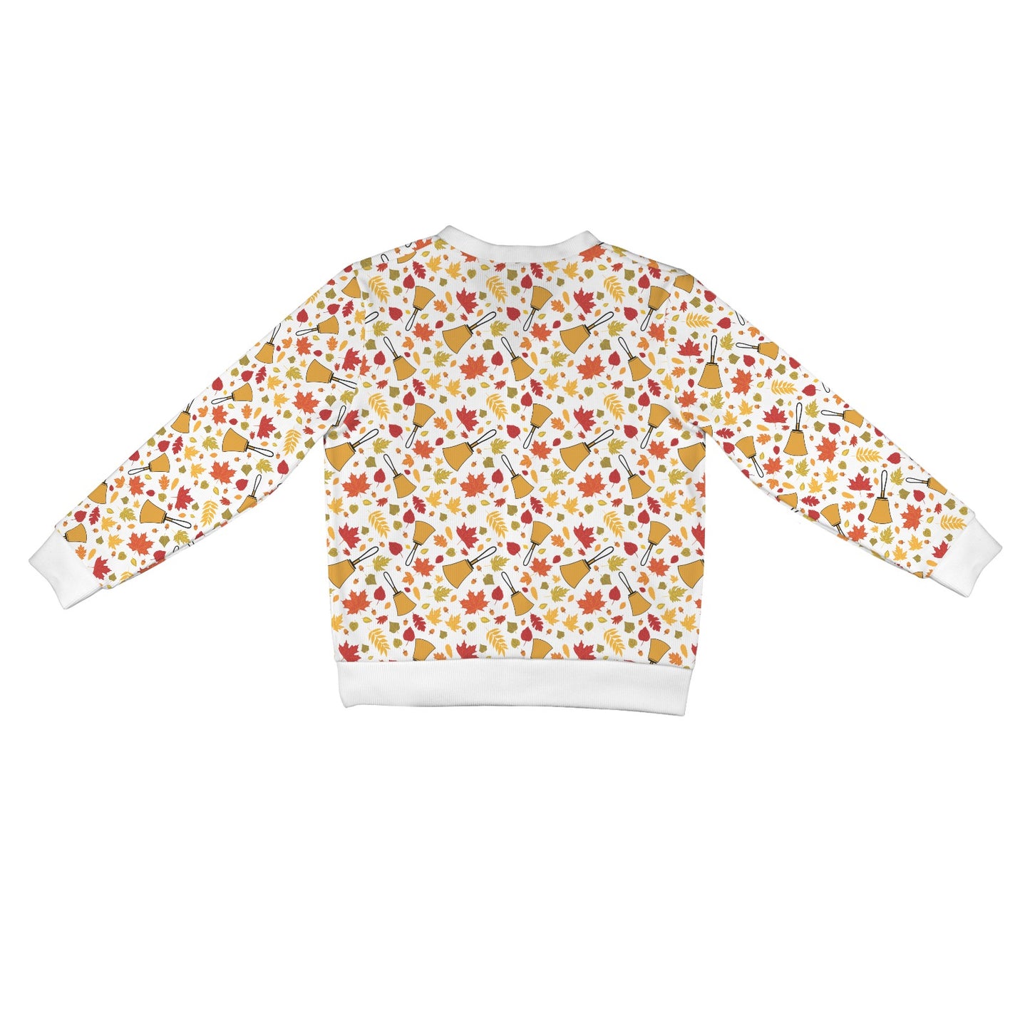 Handbell Falling Leaves White Women's Cardigan