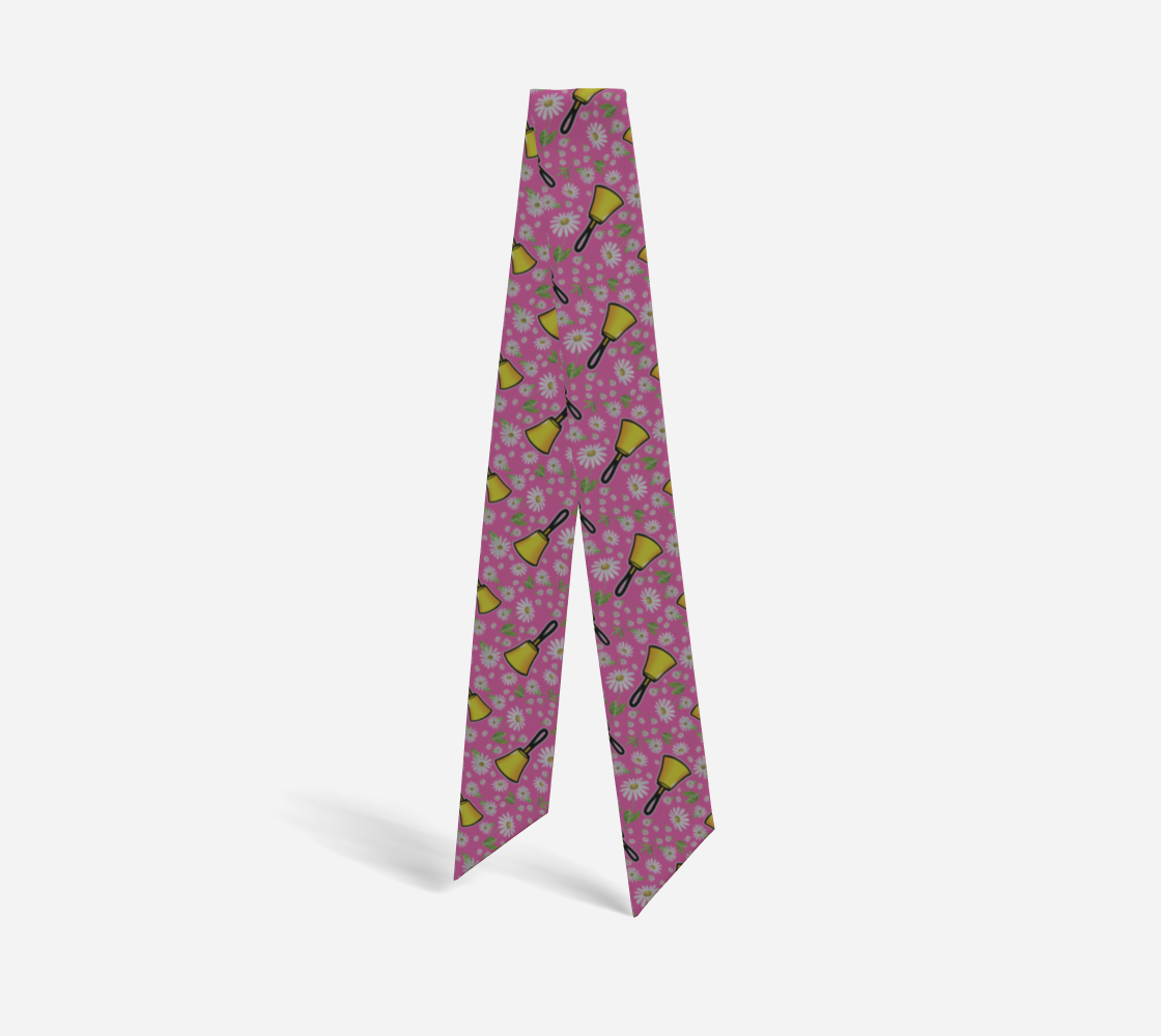 Cartoon Bells & Daisies Pink Mini Scarf