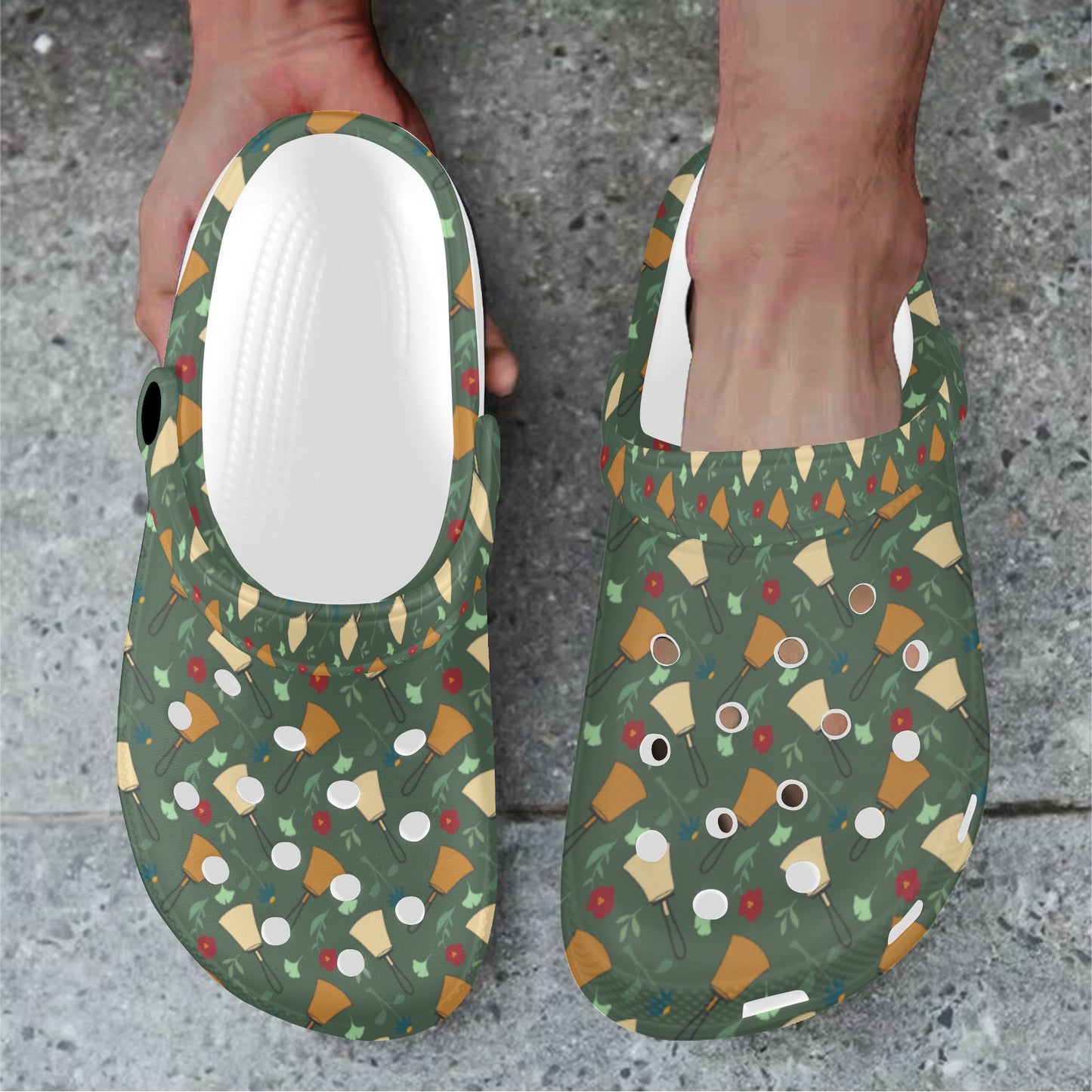 Bell Floral Deep Teal Print Adults Clogs