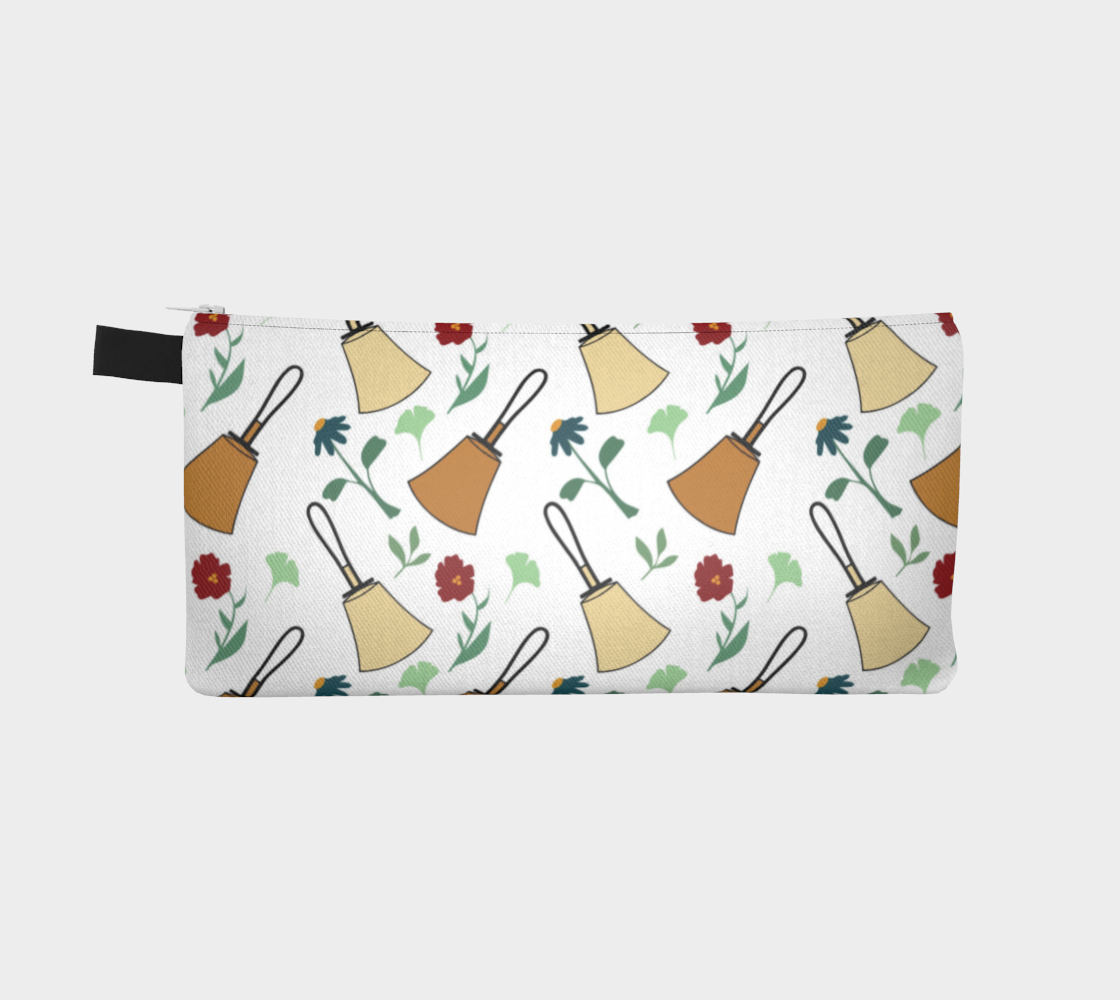 White Bell Floral Pencil Case