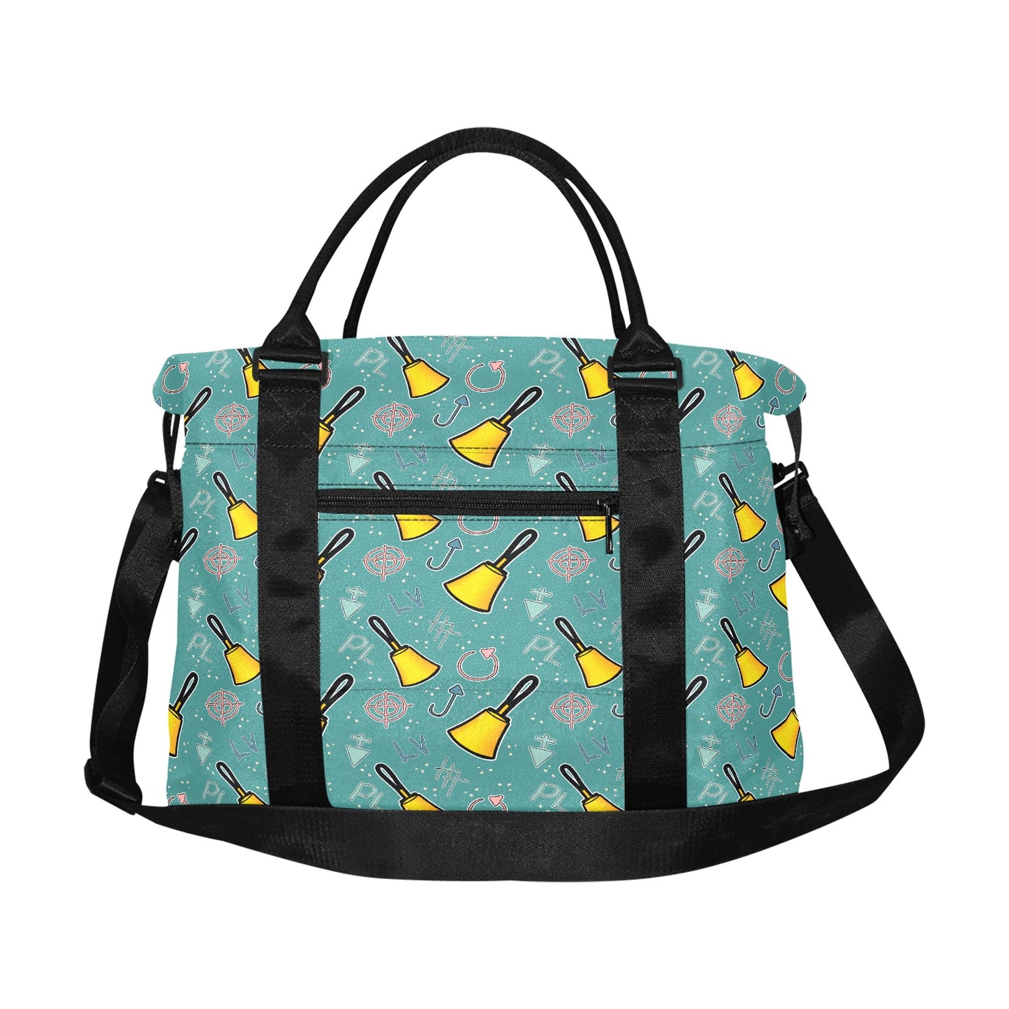 Turquoise Cartoon Bells Travel Duffel Bag