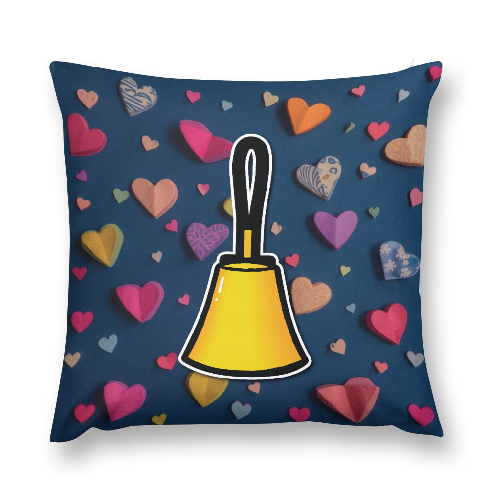 Handbell & Hearts Plush pillow case (double-sided design)