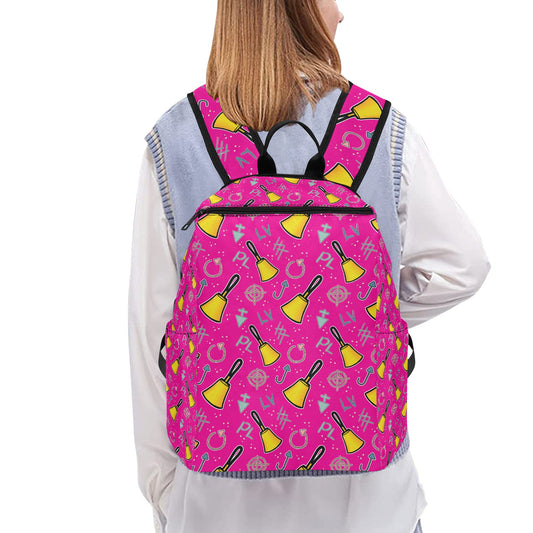Cartoon Handbell Pink Lightweight Casual Backpack