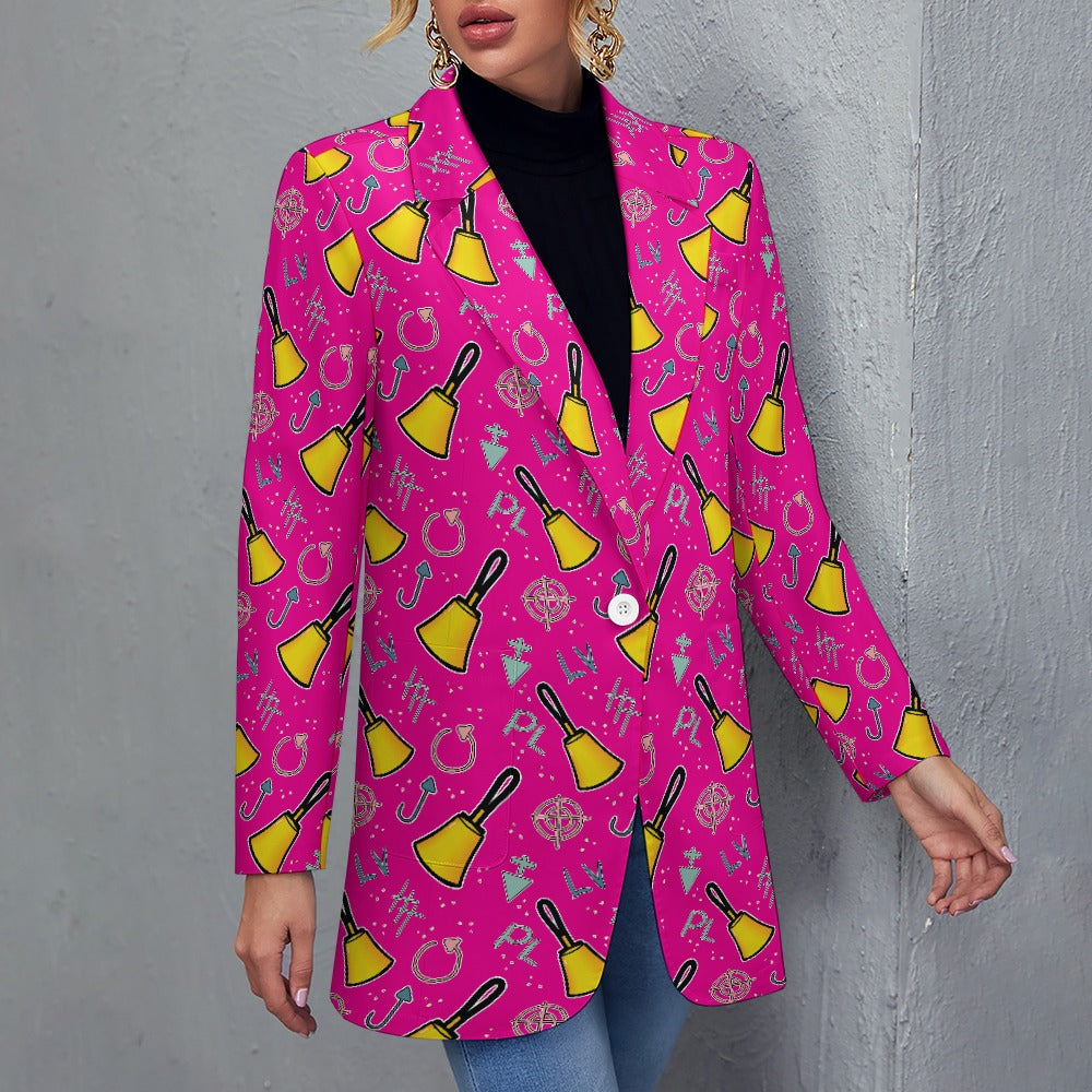 Cartoon Handbell Pink Women's Casual Suit