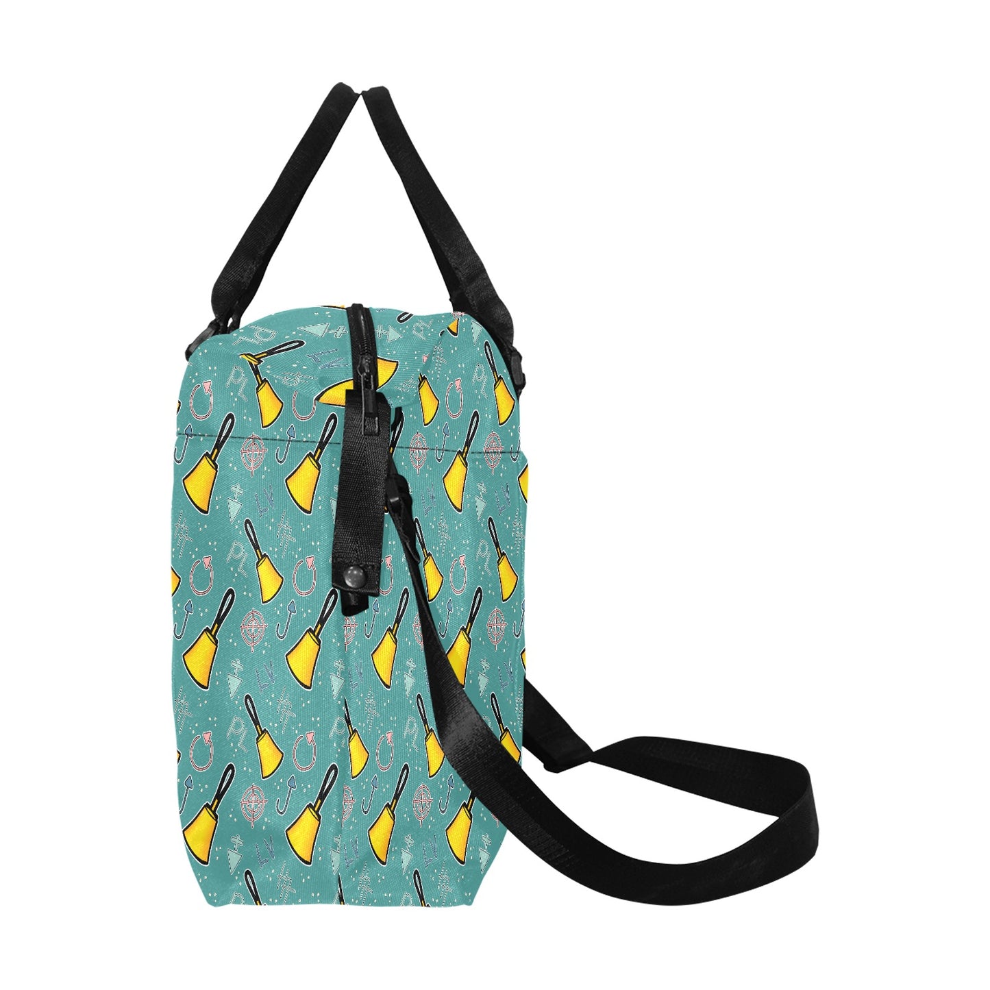 Turquoise Cartoon Bells Travel Duffel Bag