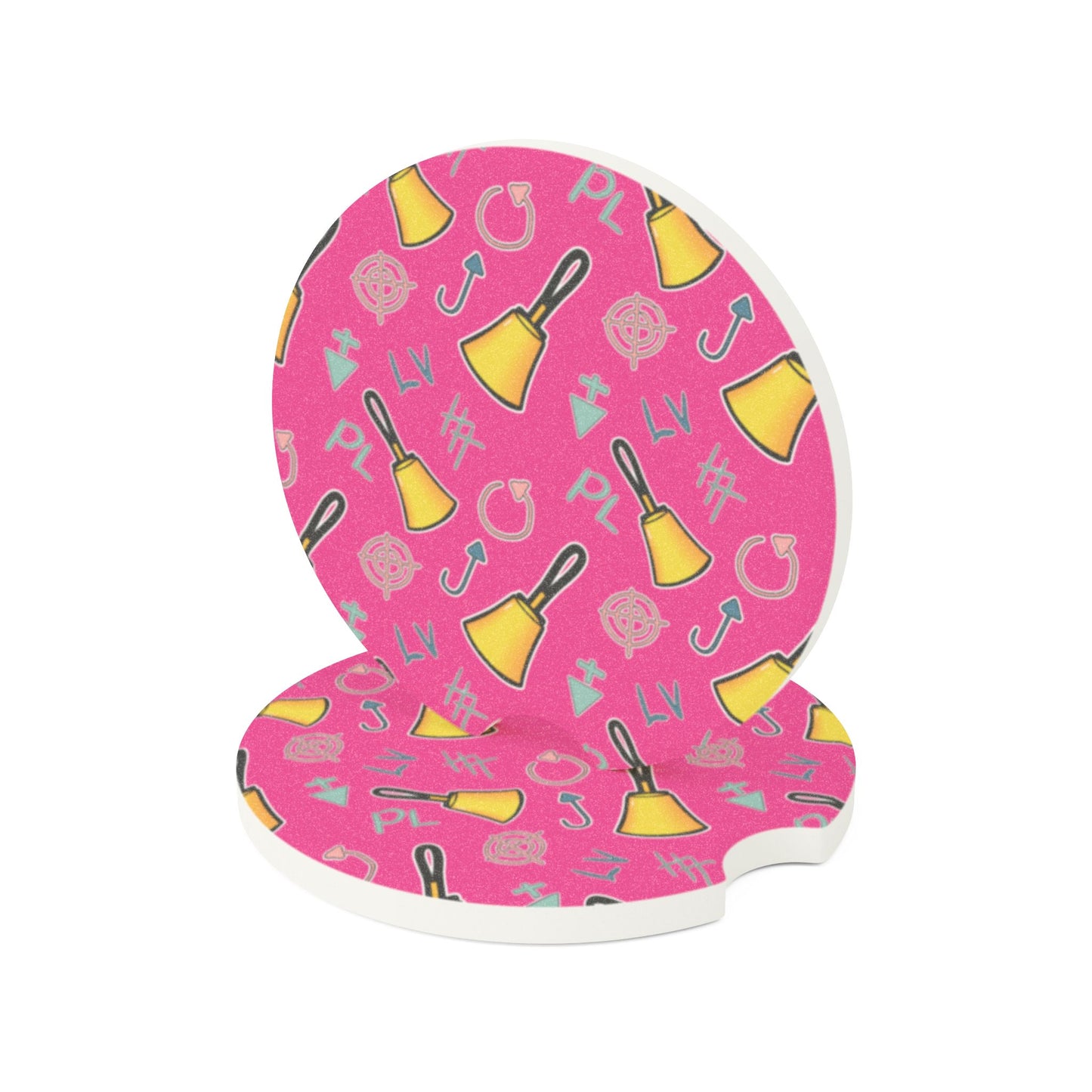 Colorful Soapstone Car Coaster with Fun Bell Design