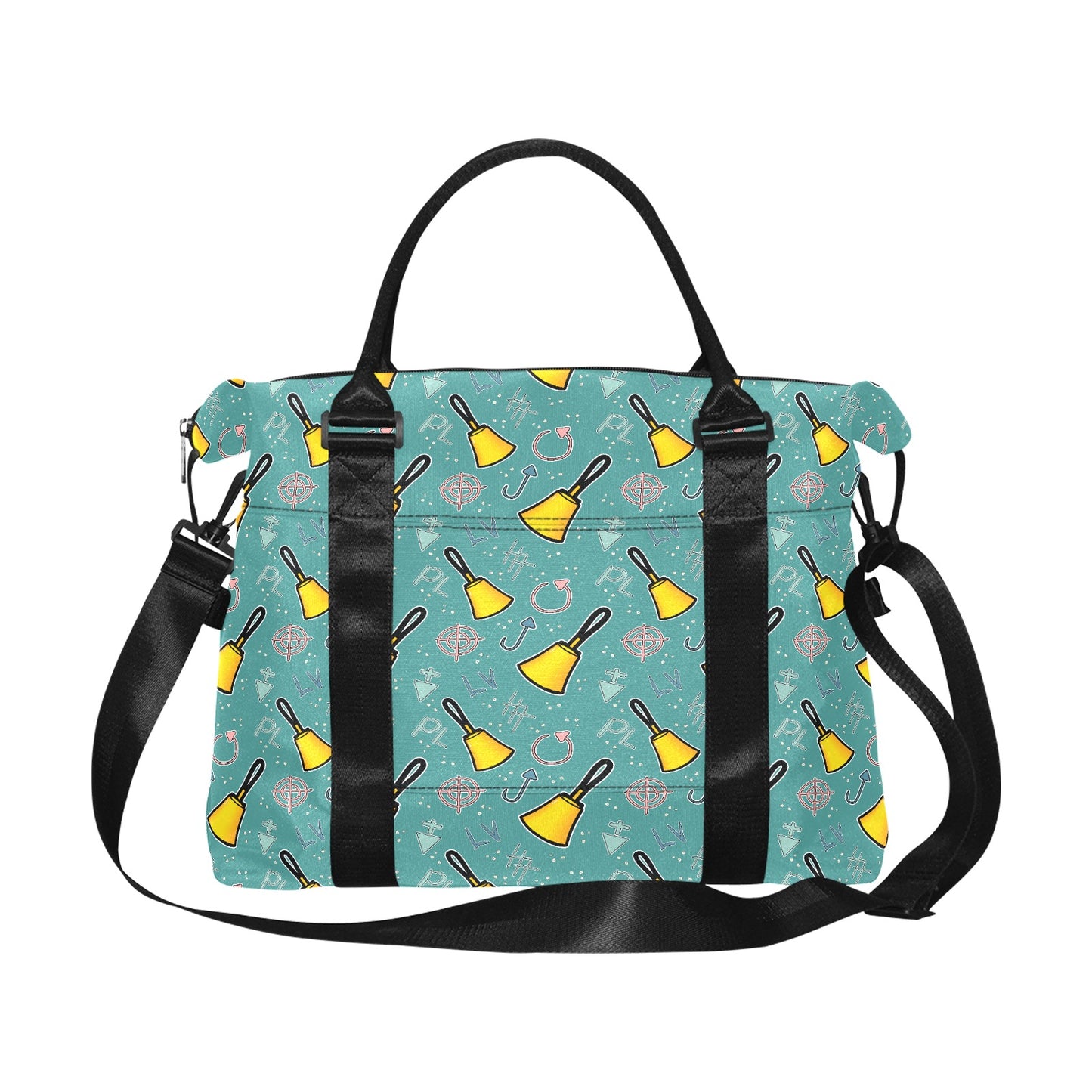 Turquoise Cartoon Bells Travel Duffel Bag