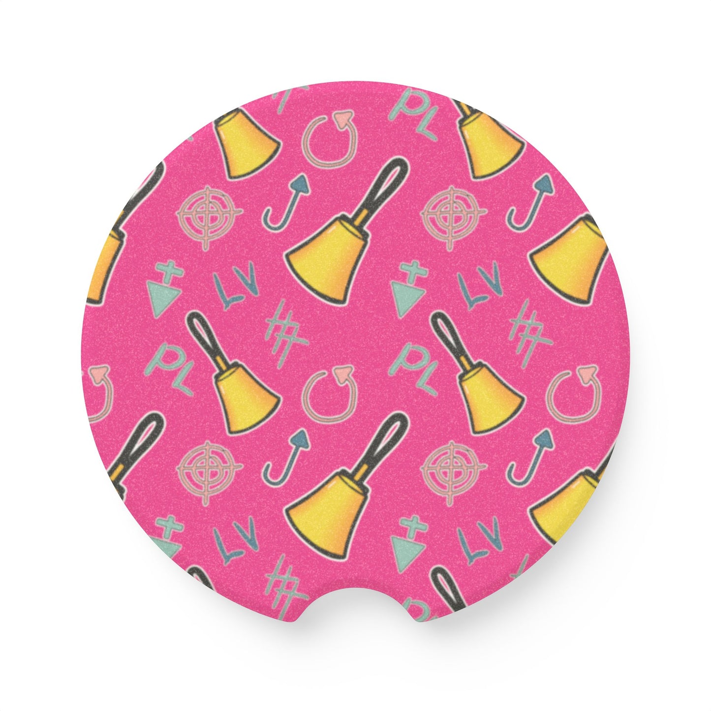Colorful Soapstone Car Coaster with Fun Bell Design