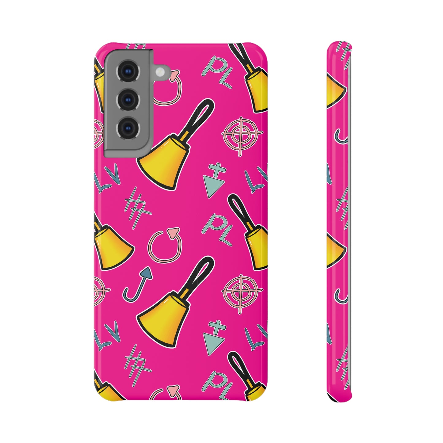 Handbell Cartoon Pink Samsung S21 Slim Snap Case with Whimsical Bell Design