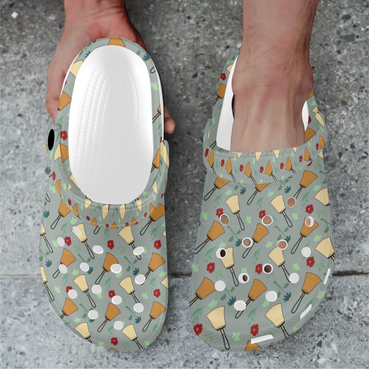 Bell Floral Light Blue Print Adults Clogs
