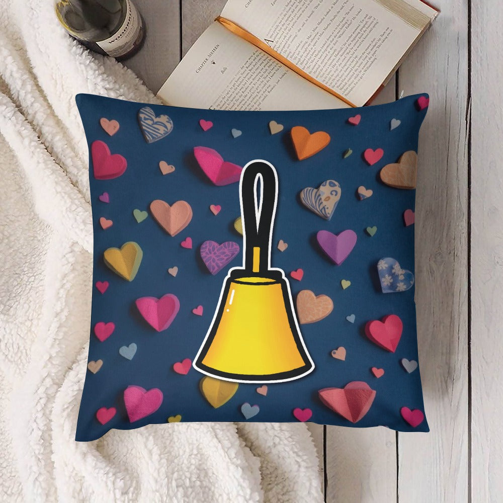 Handbell & Hearts Plush pillow case (double-sided design)