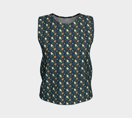 Bell Floral Deep Blue Long v3 Tank Top smaller bells