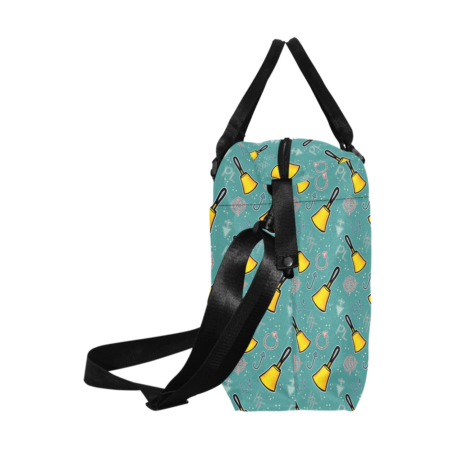 Turquoise Cartoon Bells Travel Duffel Bag