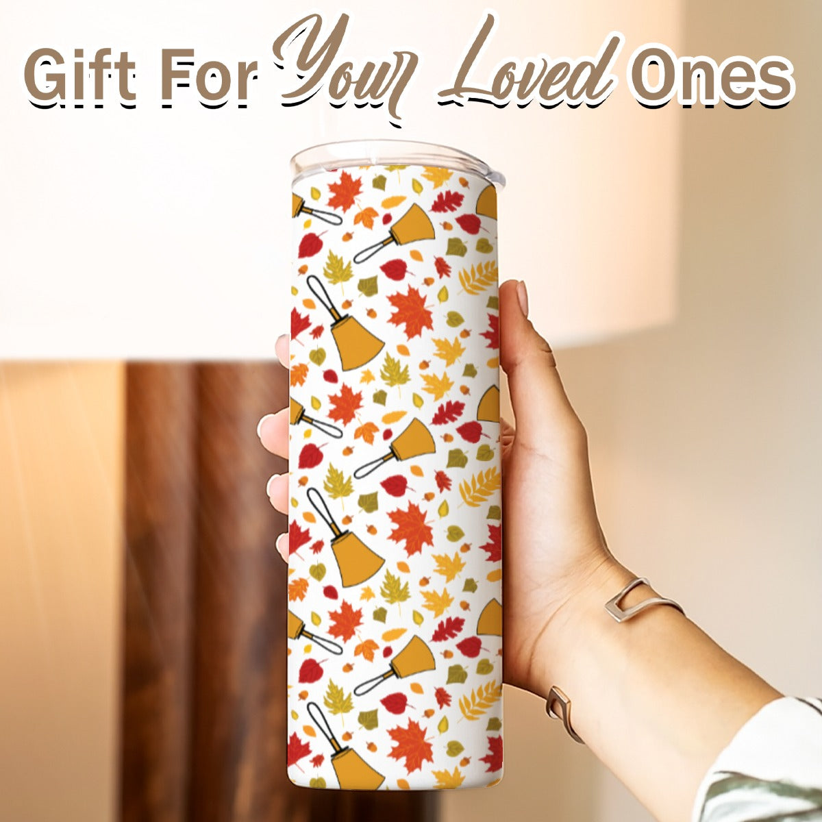 Handbell Falling Leaves 20OZ Straight Cup With Sliding Lid For The USA