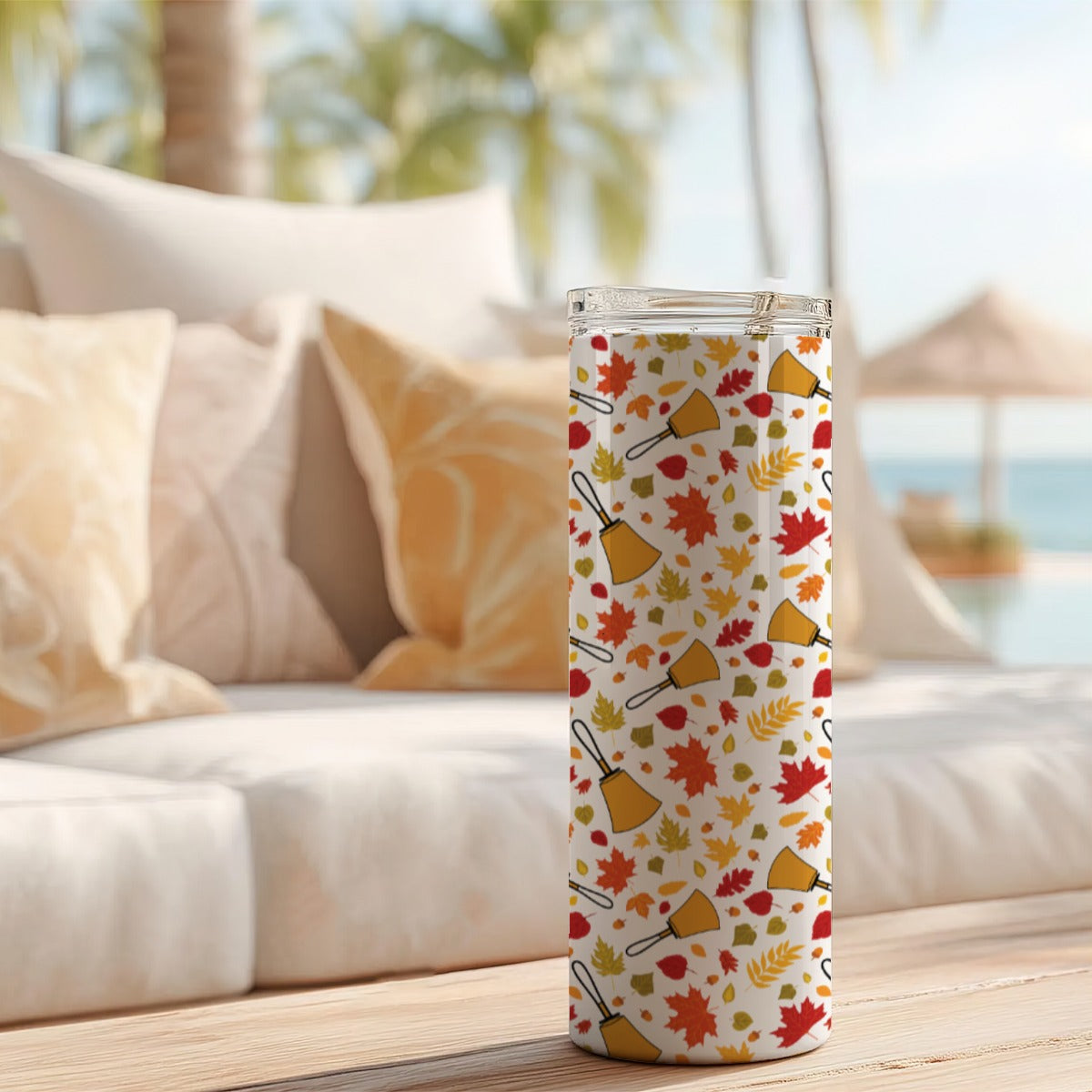 Handbell Falling Leaves 20OZ Straight Cup With Sliding Lid For The USA