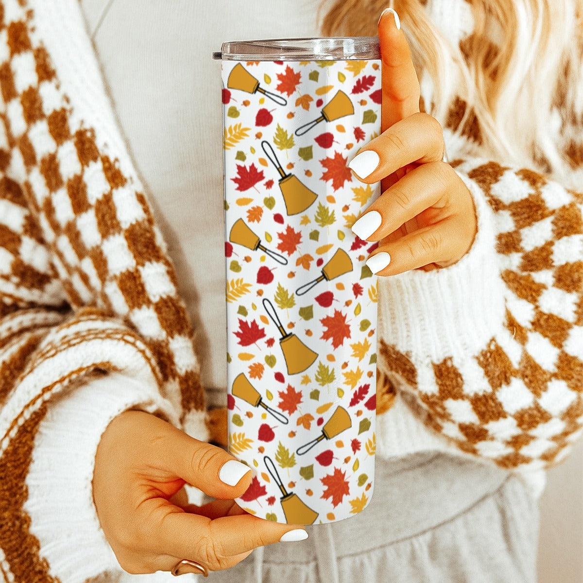 Handbell Falling Leaves 20OZ Straight Cup With Sliding Lid For The USA