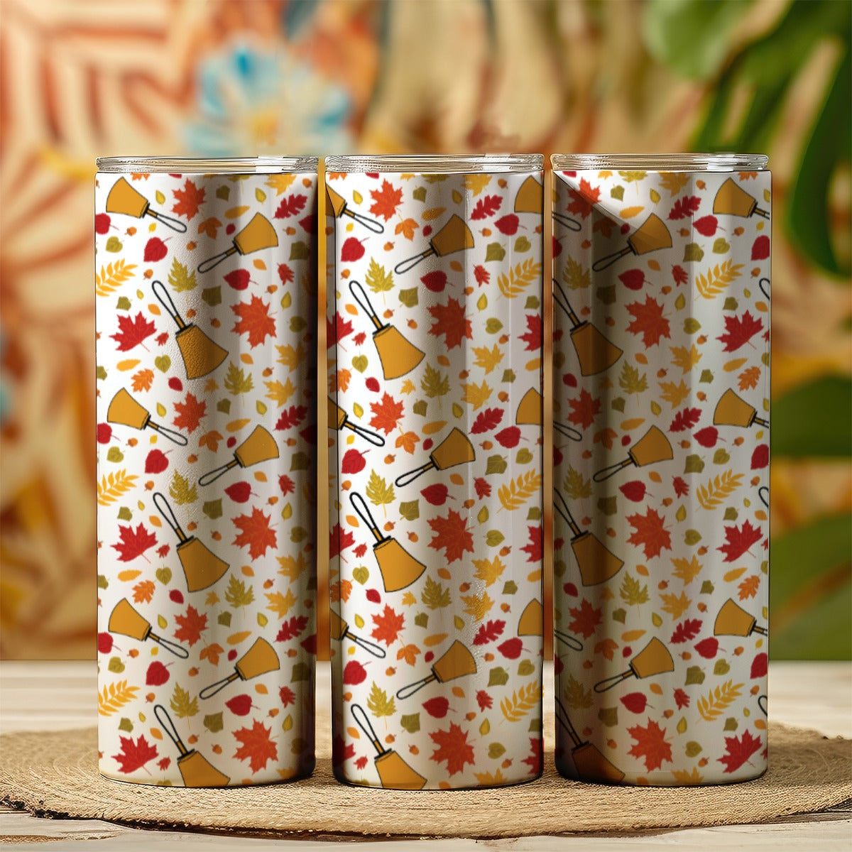 Handbell Falling Leaves 20OZ Straight Cup With Sliding Lid For The USA