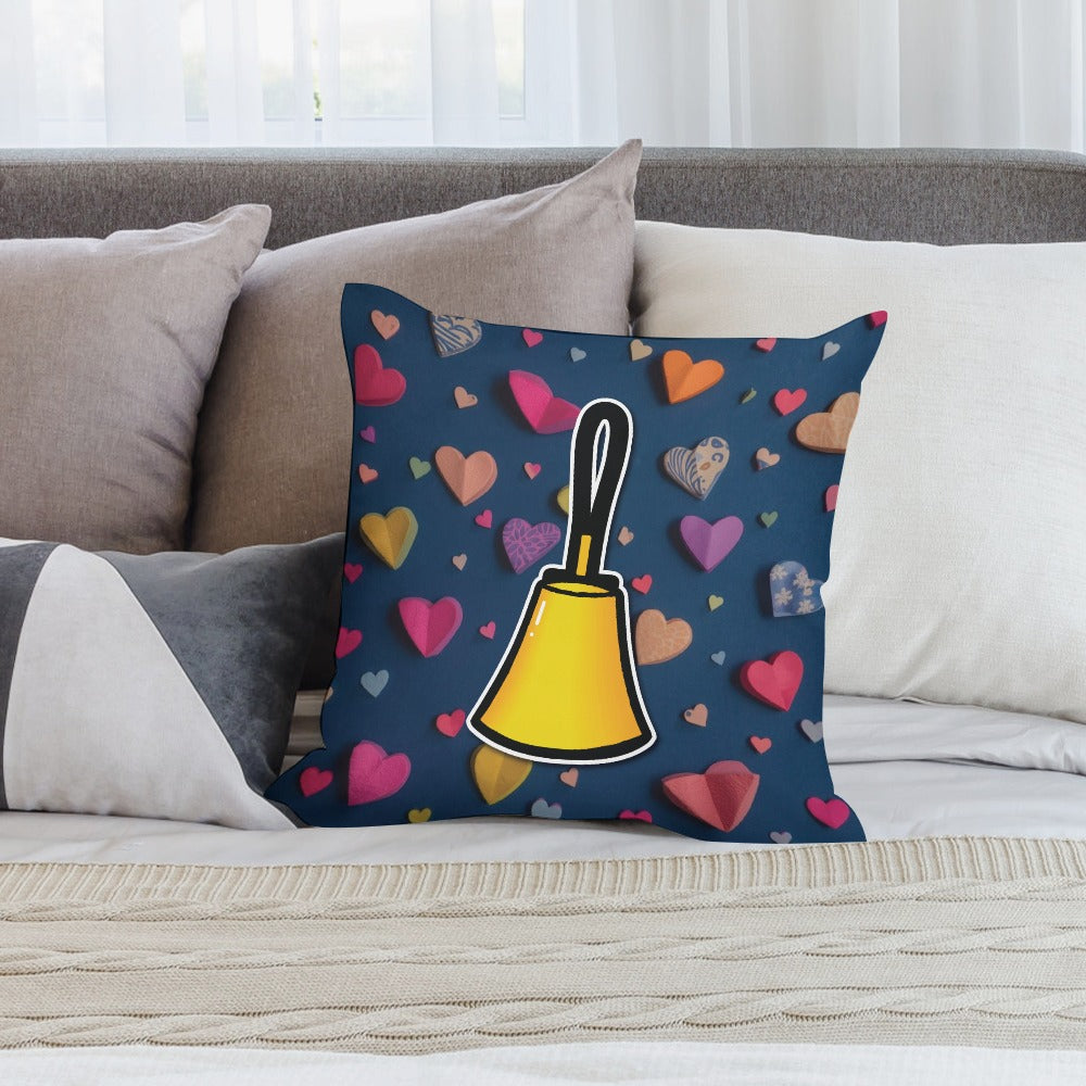Handbell & Hearts Plush pillow case (double-sided design)