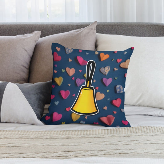Handbell & Hearts Plush pillow case (double-sided design)