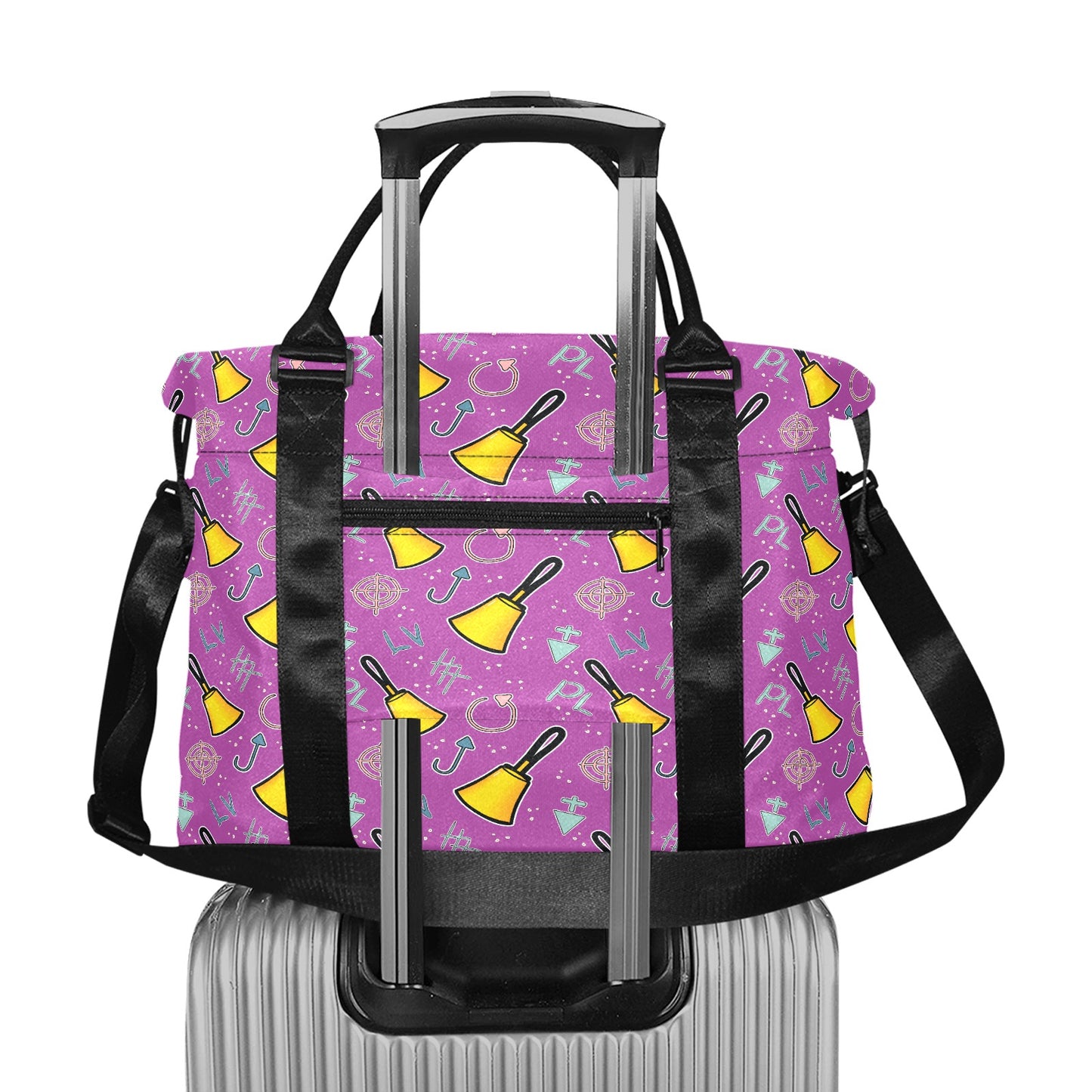 Purple Cartoon Bells Travel Duffel Bag