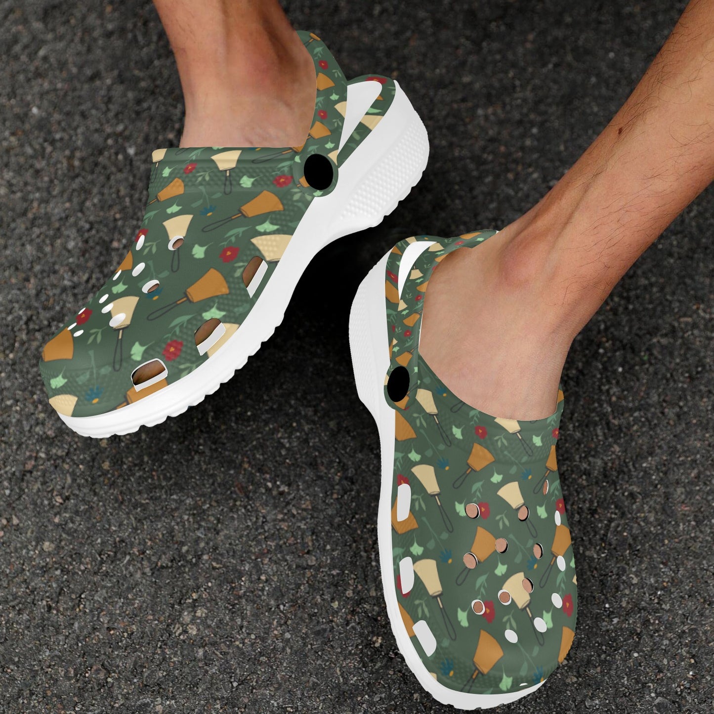 Bell Floral Deep Teal Print Adults Clogs