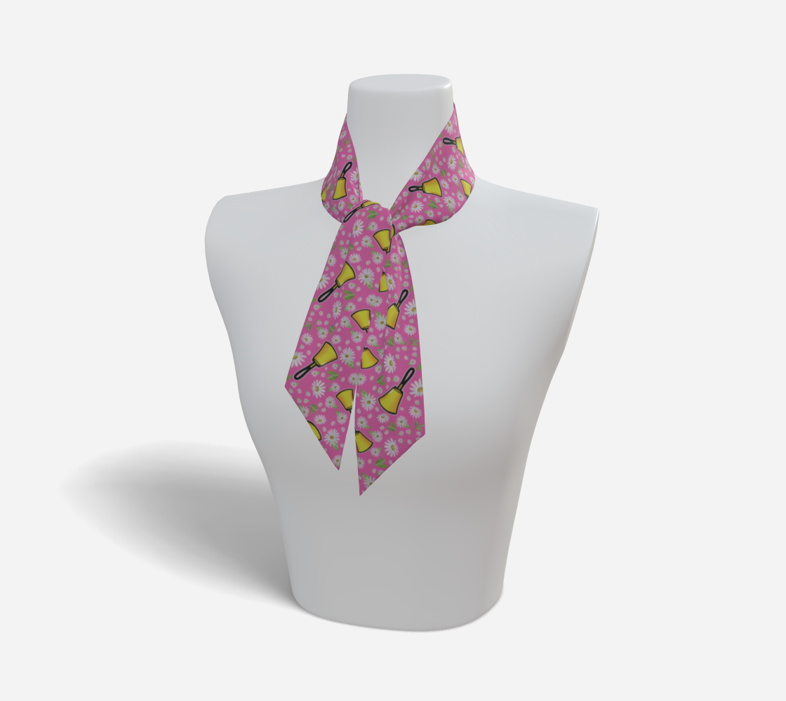 Cartoon Bells & Daisies Pink Mini Scarf