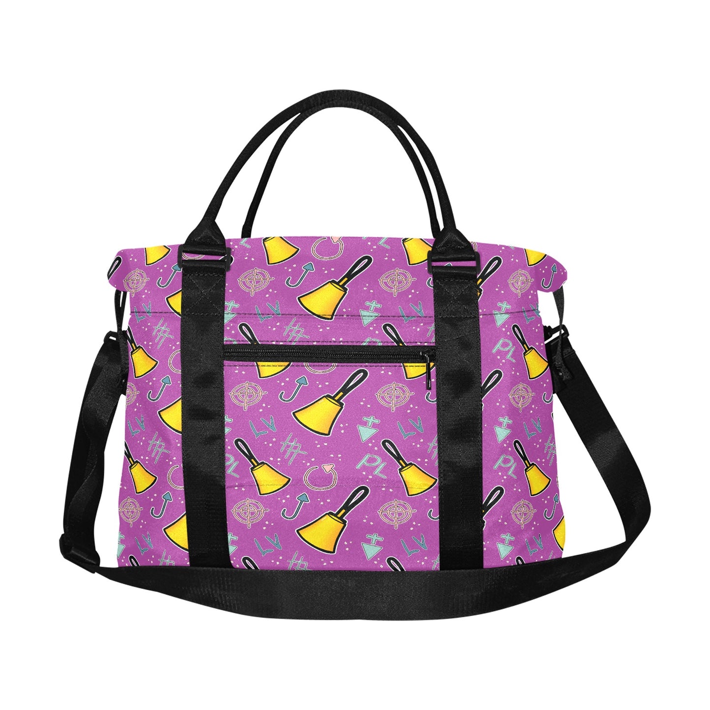 Purple Cartoon Bells Travel Duffel Bag