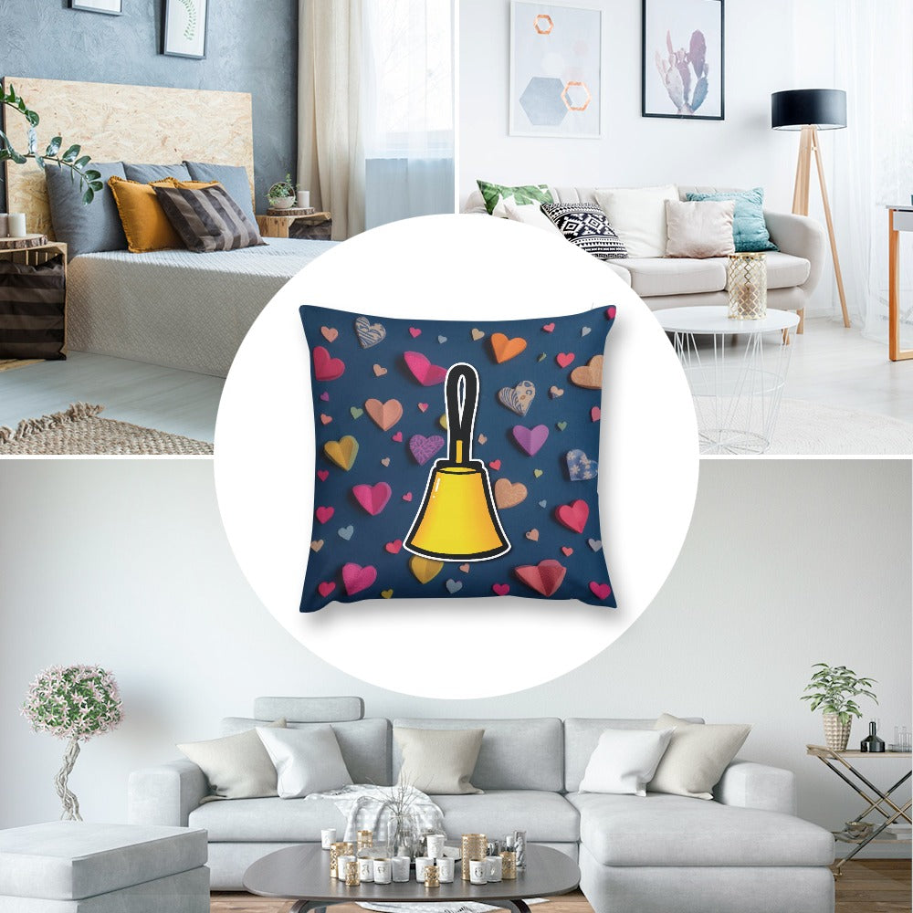 Handbell & Hearts Plush pillow case (double-sided design)