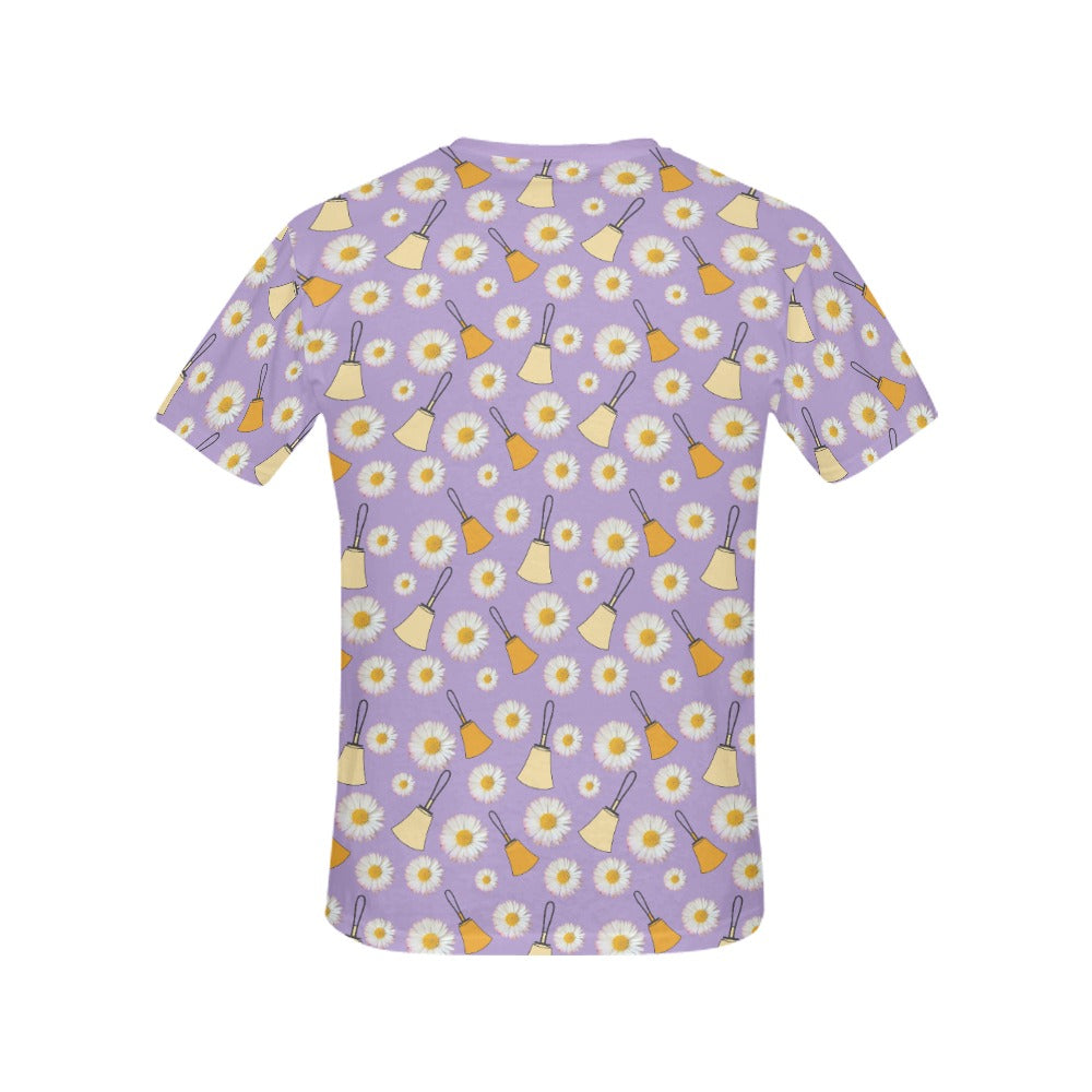 Purple Handbells & Daisies Women's All Over Print T-shirt