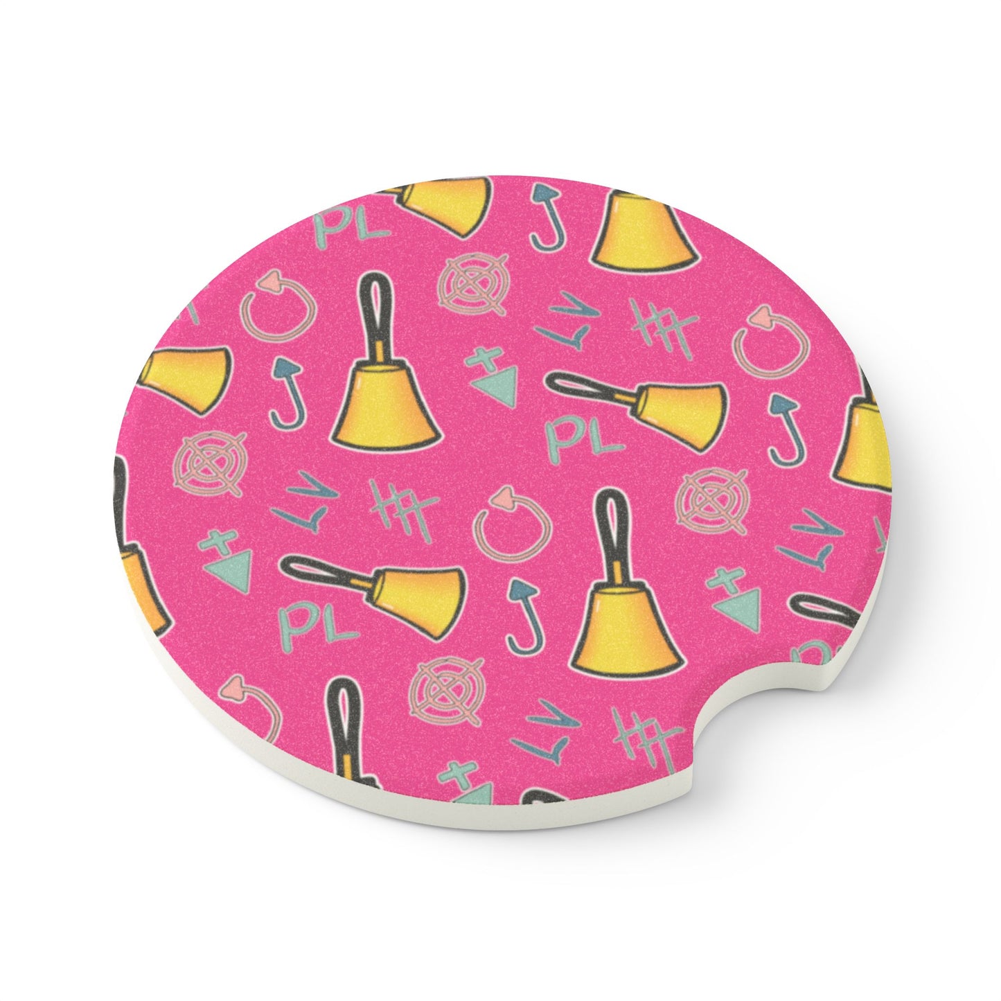 Colorful Soapstone Car Coaster with Fun Bell Design