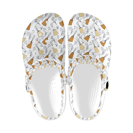 Bell Floral Black & White Custom Print Adults Clogs