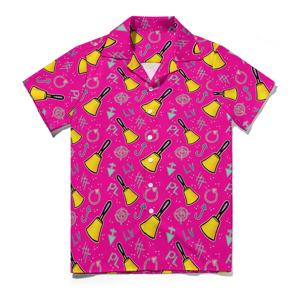 Cartoon Handbell Cuban collar shirt - Pink
