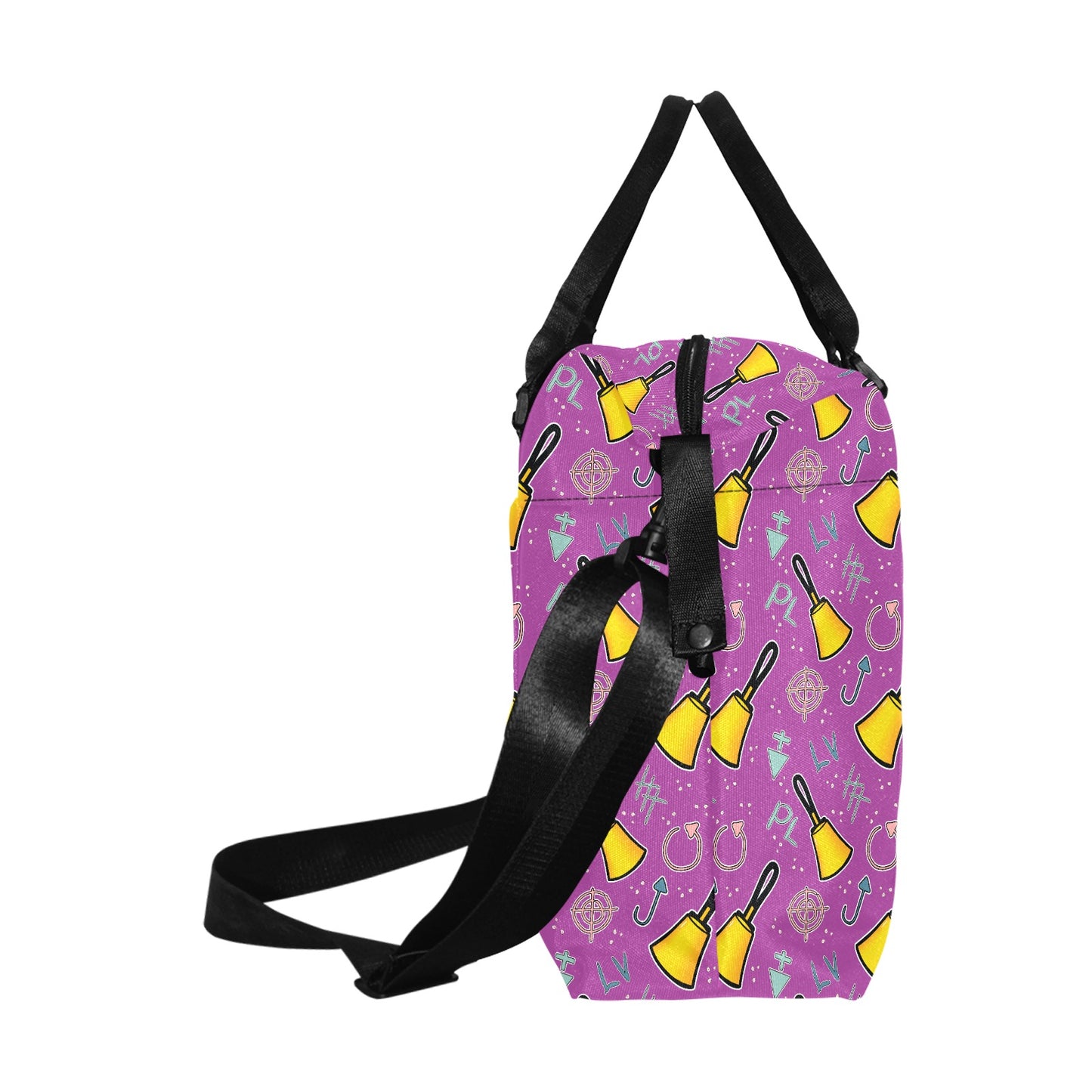 Purple Cartoon Bells Travel Duffel Bag