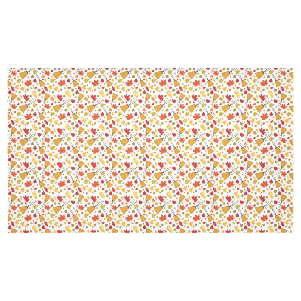 Handbell Falling Leaves White Tablecloth 104"x60"