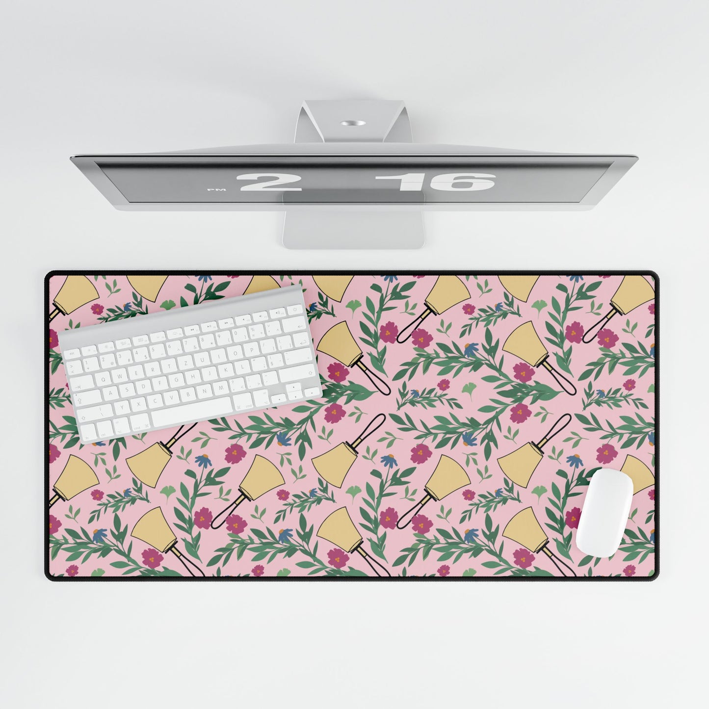 Handbell Floral Desk Mat - Elegant Home Office Decor