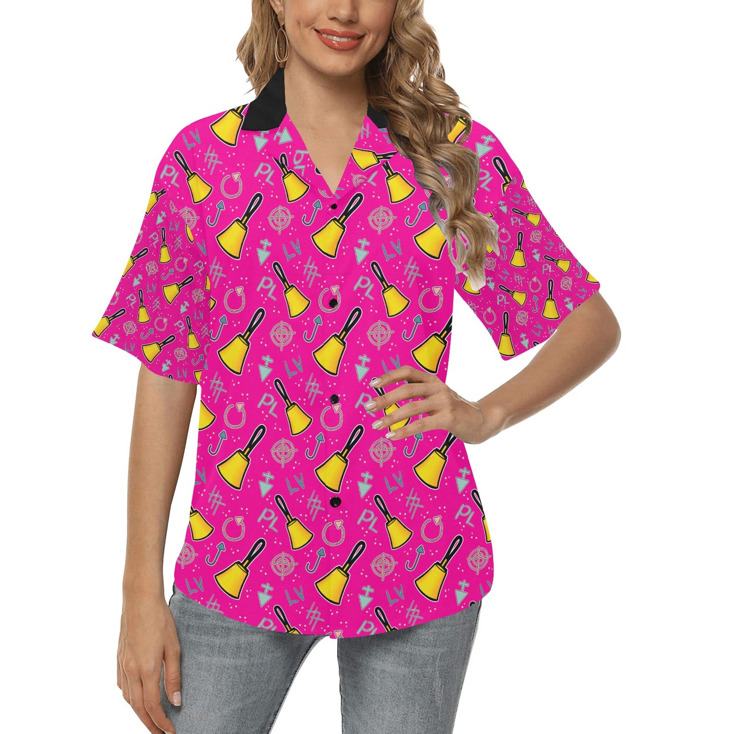 Cartoon Hawaiian Shirt for Women - Pink