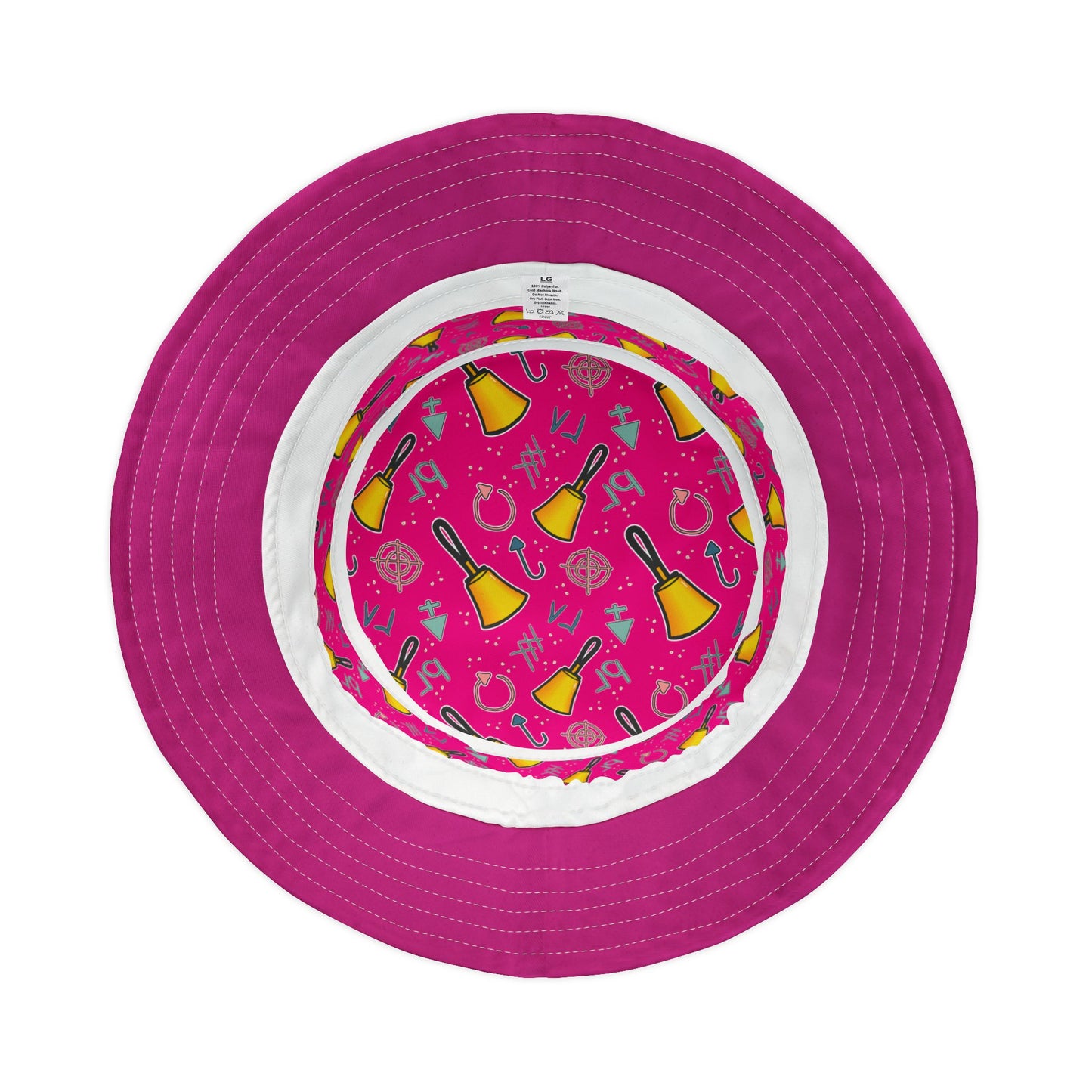 Bucket Hat - Cartoon Handbell Print Pink