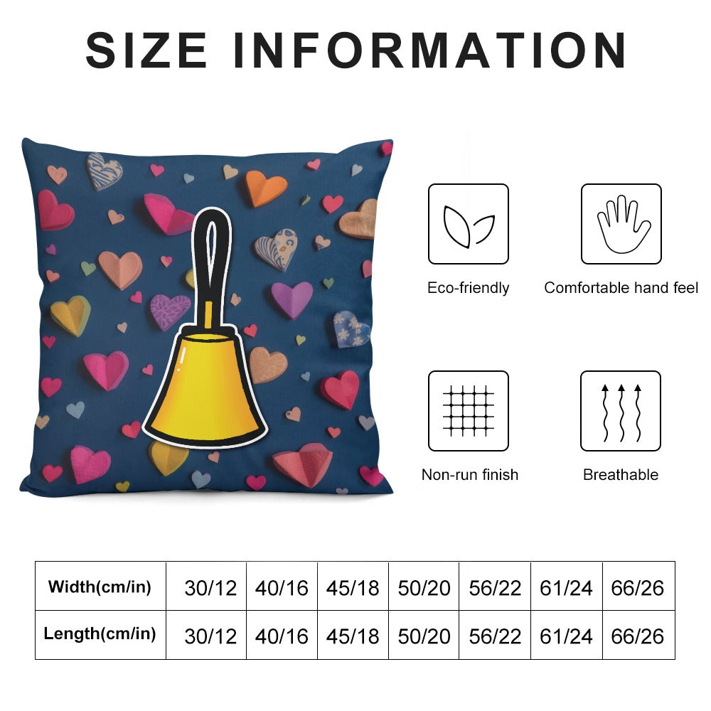 Handbell & Hearts Plush pillow case (double-sided design)