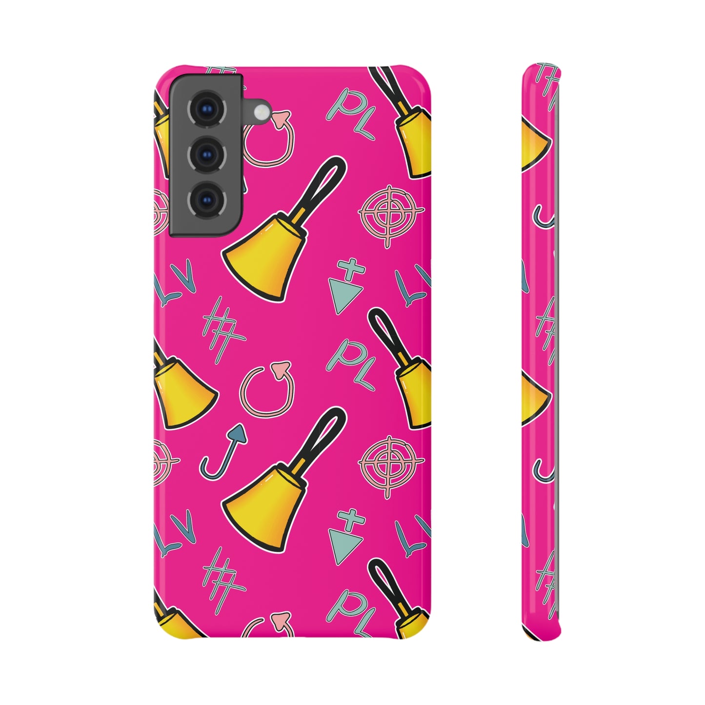 Handbell Cartoon Pink Samsung S21 Slim Snap Case with Whimsical Bell Design