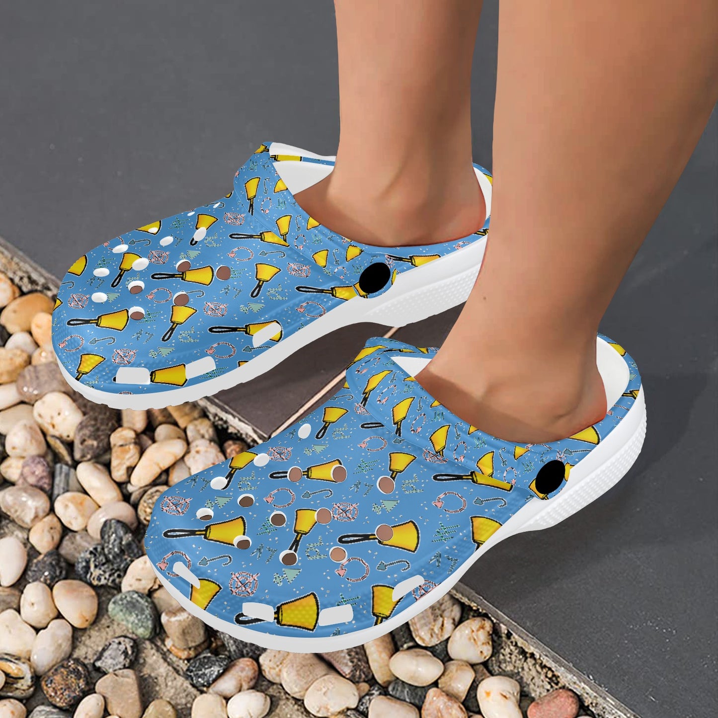 Cartoon Handbell Adult Clogs Blue