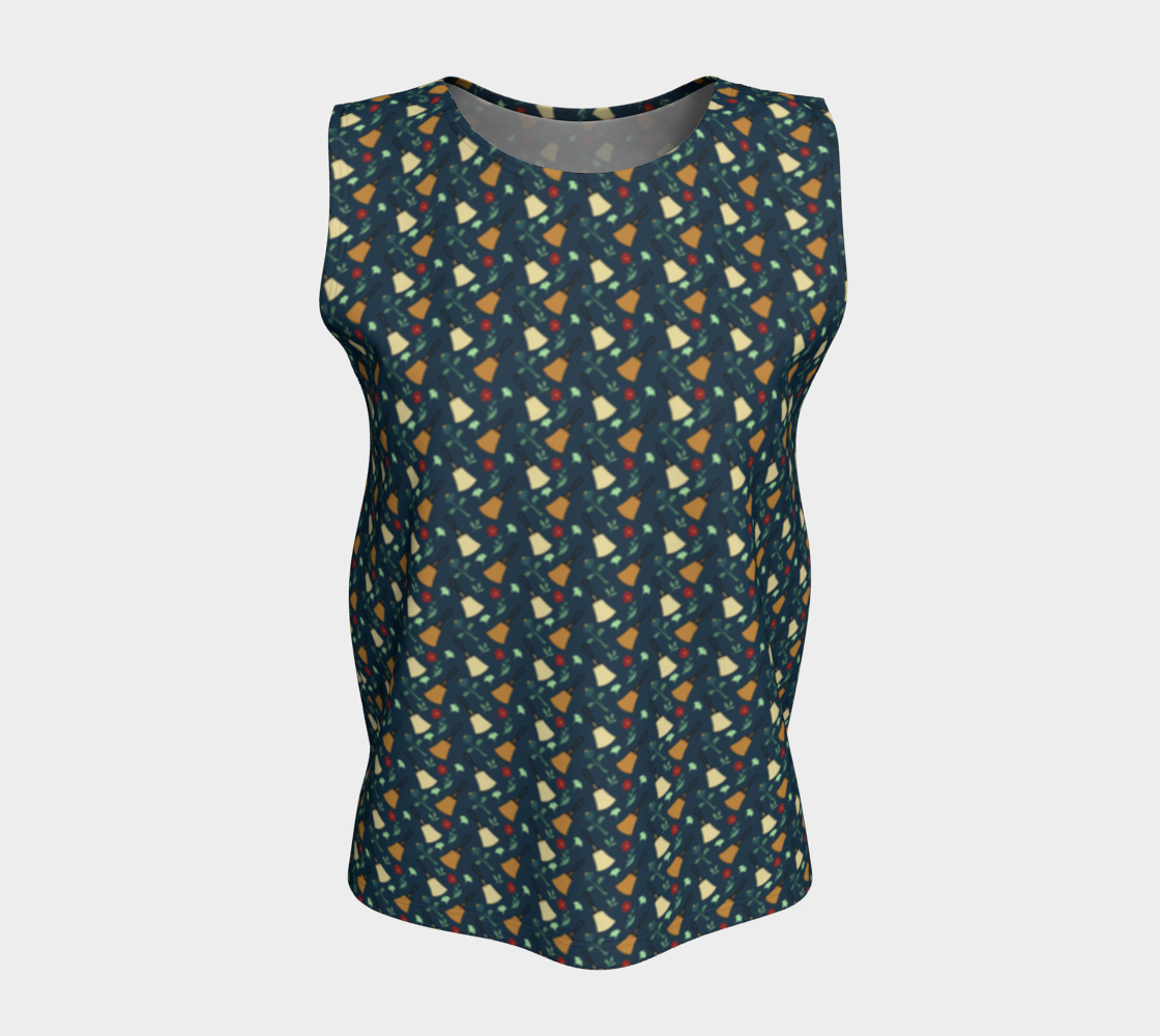 Bell Floral Deep Blue Long v3 Tank Top smaller bells