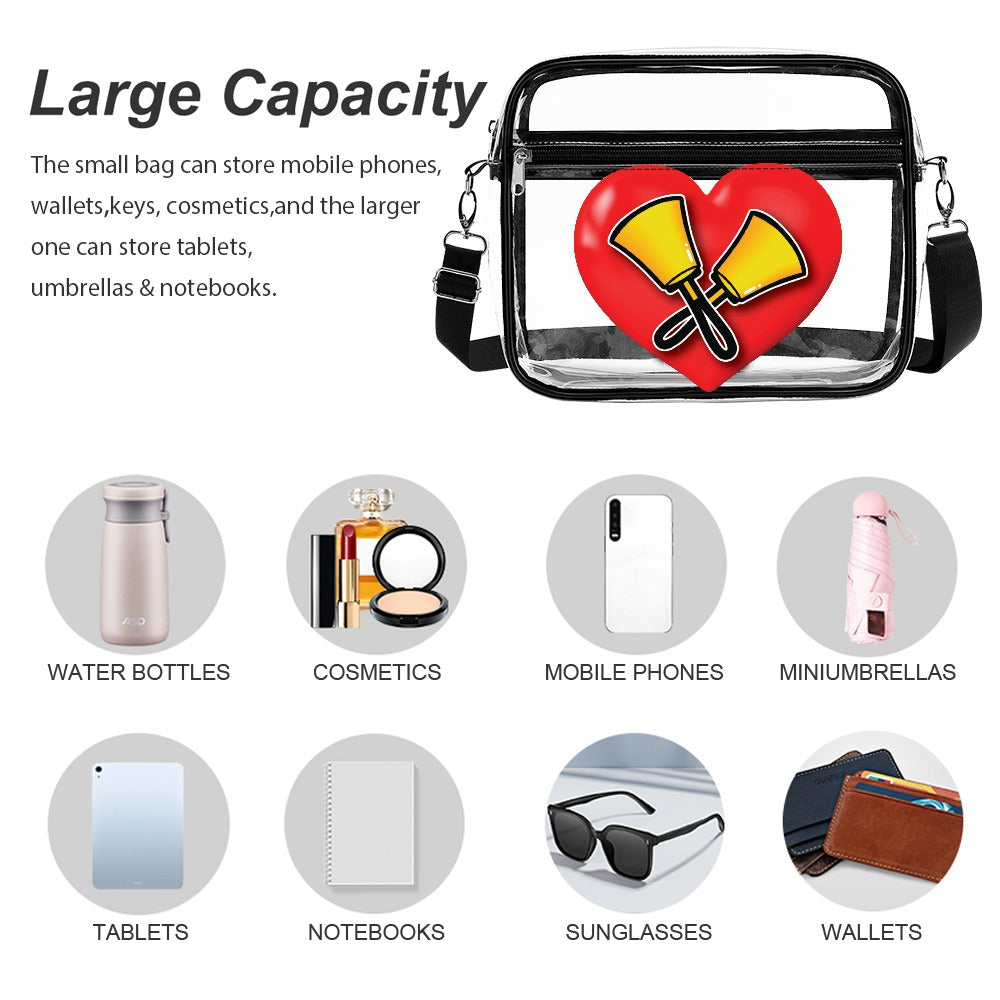 Transparent I love Handbells Stadium Bag