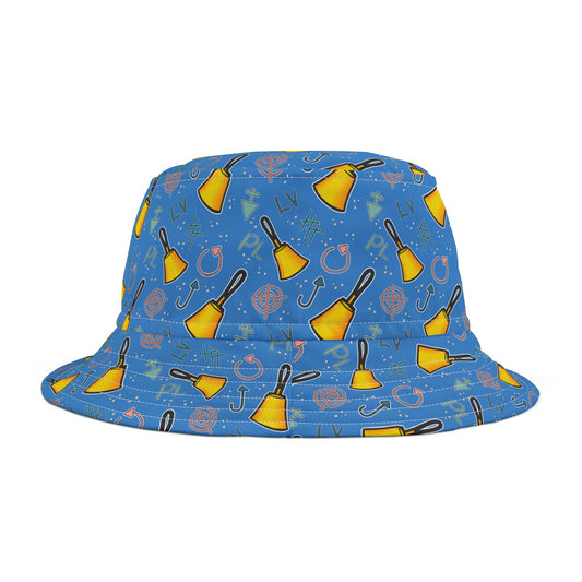 Blue Handbell Pattern Bucket Hat for Summer Fun