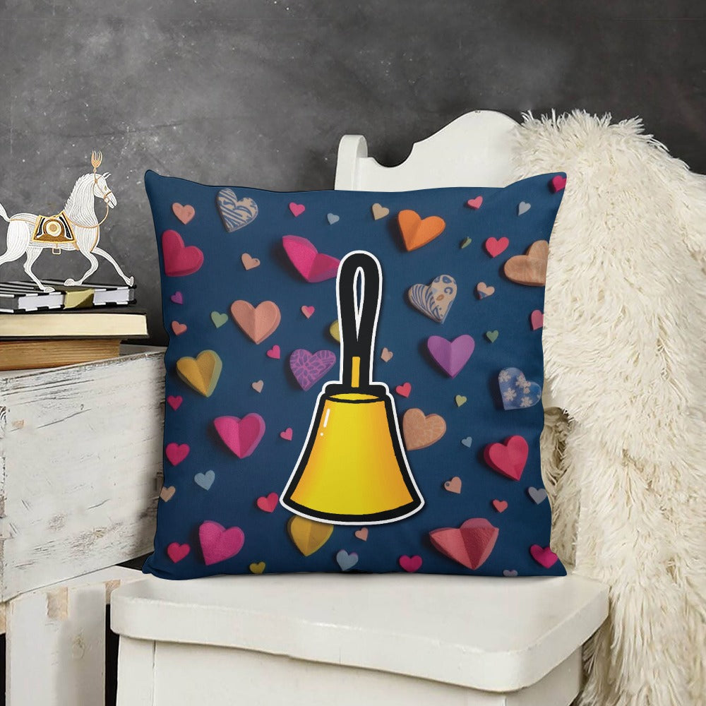 Handbell & Hearts Plush pillow case (double-sided design)