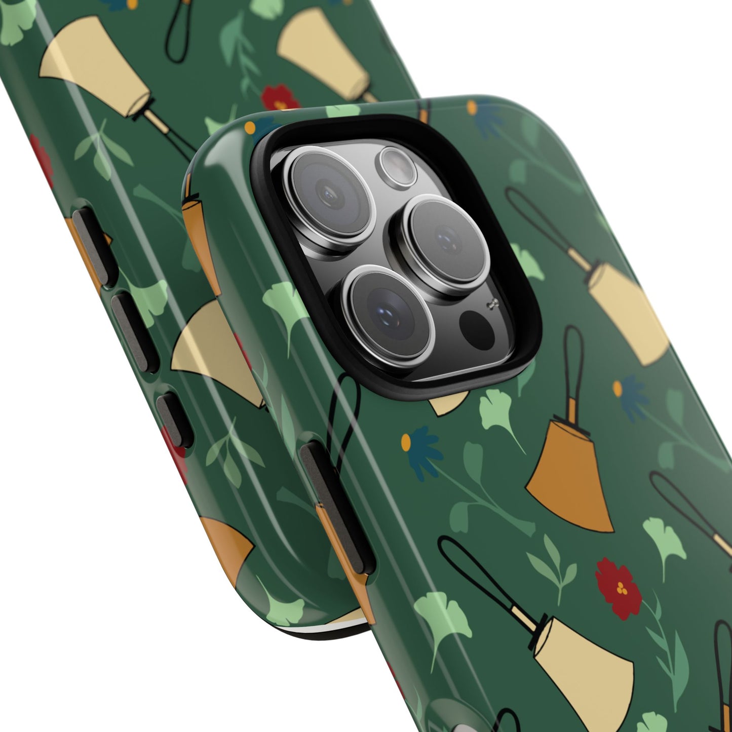 Handbell Floral iPhone Case Green - Tough Protection with Vibrant Design