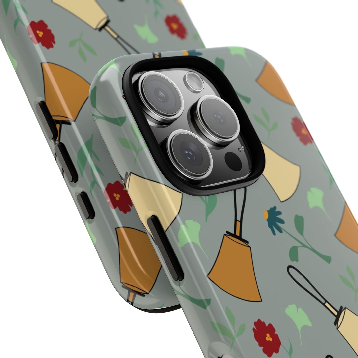 Handbell Floral iPhone Case Blue- Tough Cases with Handbell Design