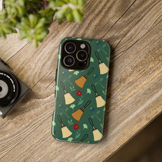 Handbell Floral iPhone Case Green - Tough Protection with Vibrant Design