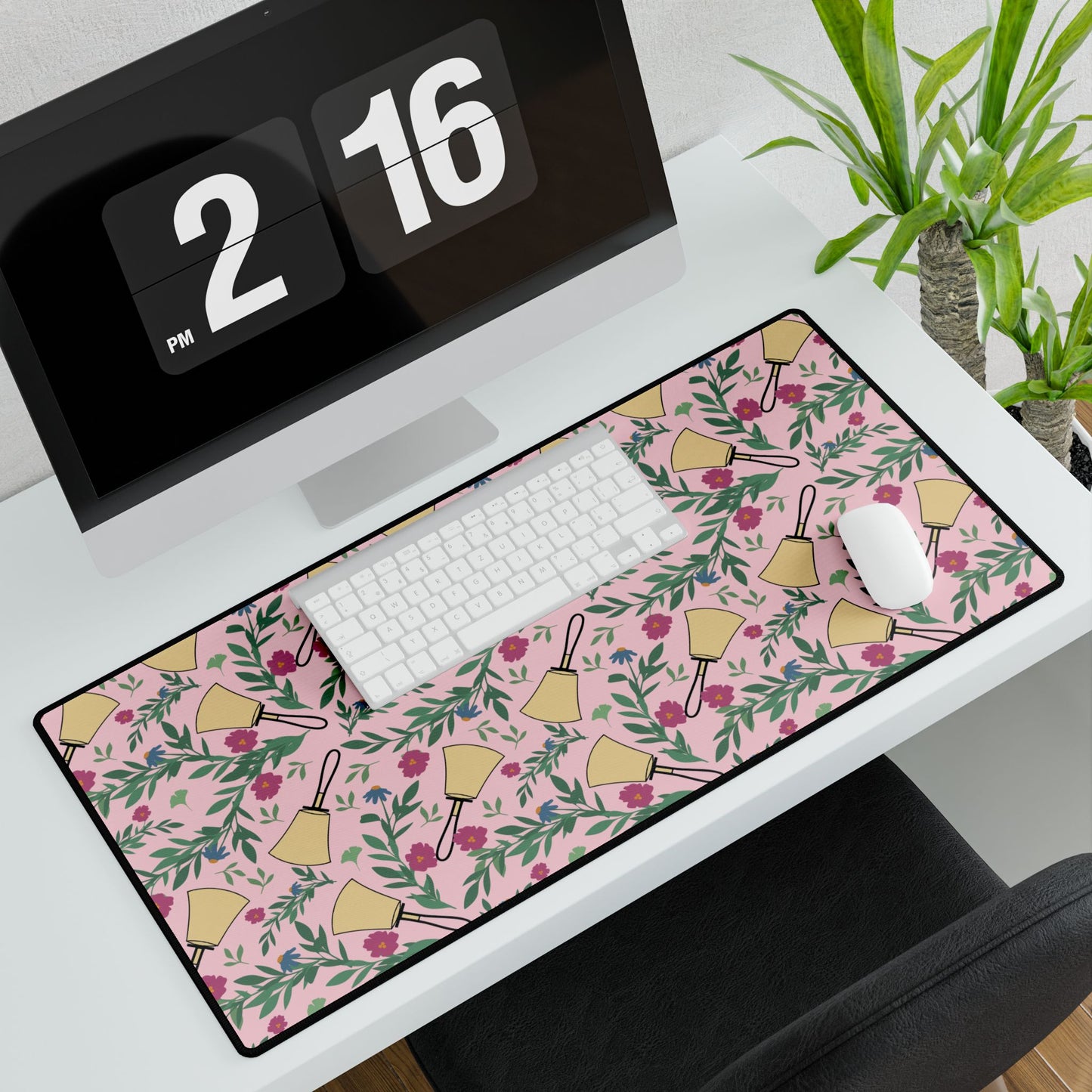 Handbell Floral Desk Mat - Elegant Home Office Decor